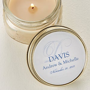 Personalized Candle Tin Favors - Elegant Monogram - Set of 12