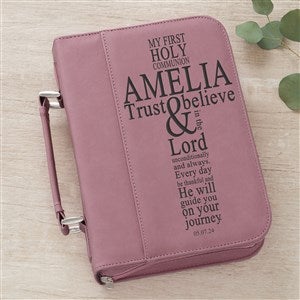 First Communion Personalized Bible Cover-Pink