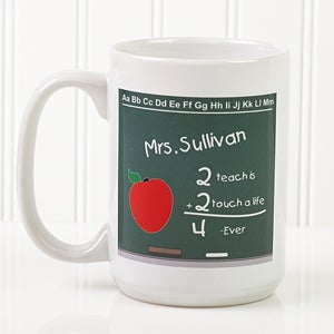 Chalkboard Teacher Personalized Coffee Mug- 15 oz.- White