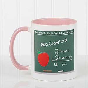 Chalkboard Teacher Personalized Coffee Mug- 11 oz.- Pink