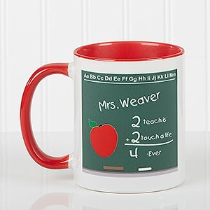 Chalkboard Teacher Personalized Coffee Mug- 11 oz.- Red