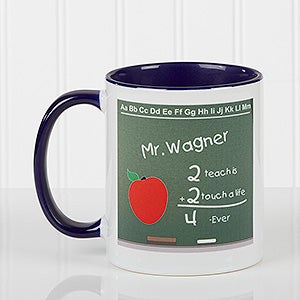 Chalkboard Teacher Personalized Coffee Mug- 11 oz.- Blue