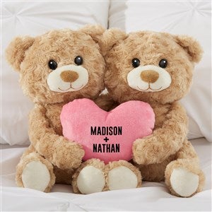 Romantic Personalized Plush Hugging Bears with Pink Heart  - 40427