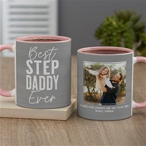 Best Step Dad Personalized Photo Coffee Mug 11 Oz.- Pink