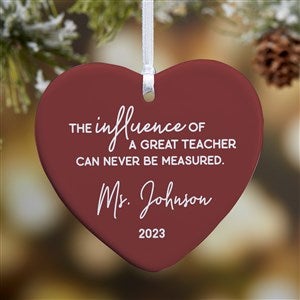 A Great Teacher Personalized Heart Ornament- 3.25 Glossy - 1 Sided