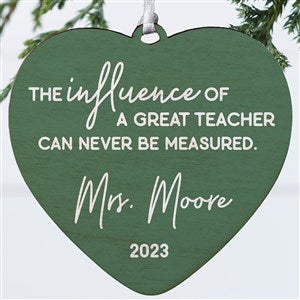 A Great Teacher Personalized Heart Ornament- 4 Wood - 1 Sided