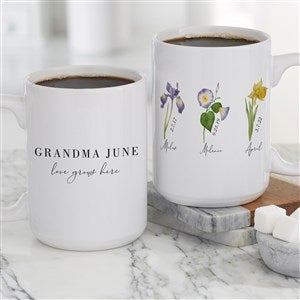 Birth Month Flower Personalized Coffee Mug 15 Oz.- White