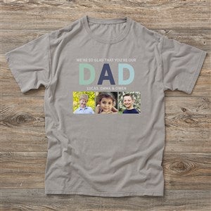 Glad You're Our Dad Personalized Photo Hanes® Adult ComfortWash? T-Shirt - Adult Small - Anchor Slate