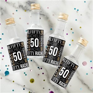 Repeating Birthday Personalized Mini Liquor Bottle Labels  - 1 Set Of 12