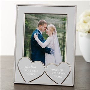 Engraved Message Double Hearts Silver Picture Frame