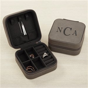 Personalized Leatherette Jewelry Case - Classic Celebrations - Grey