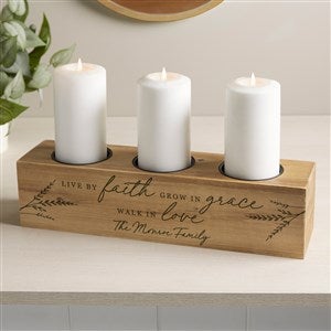 Live By Faith Personalized 3 Pc. Wood Pillar Candle Holder