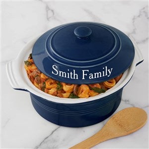 Classic Personalized Ceramic Round Casserole With Lid-Navy