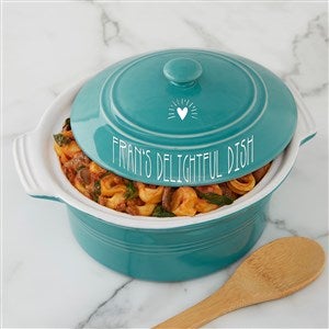 Made With Love Personalized Round Casserole With Lid-Turquoise