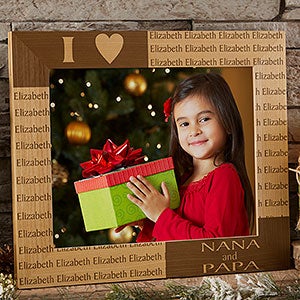 Personalized Wood Picture Frame - Loving Hearts Design - 8x10