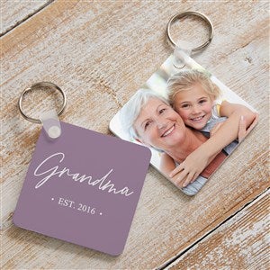 Grandma & Grandpa Date Established Photo Keychain