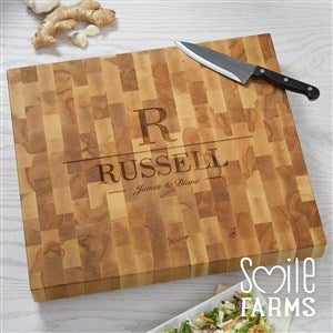 Smile Farms - Decorative Name & Initial Personalized 12x12 Butcher Block