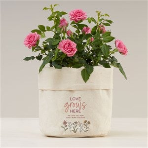 Personalized Canvas Flower Planter - Love Blooms Here - Large