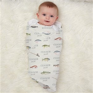 Gone Fishing Personalized Receiving Blanket