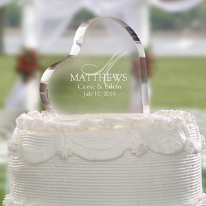 Heart Shaped Personalized Wedding Cake Topper - Elegant Monogram