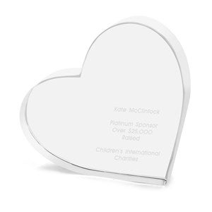 Engraved Recognition Crystal Heart Award