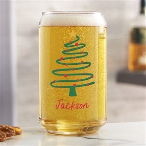 Abstract Christmas Tree Personalized Christmas 16oz. Beer Can Glass