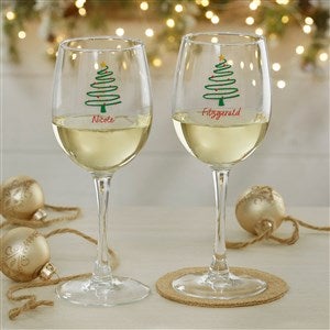 Abstract Christmas Tree Personalized White Wine Glass