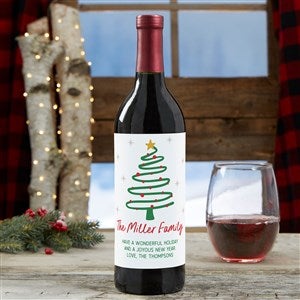 Abstract Christmas Tree Personalized Wine Bottle Label