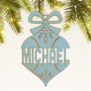 Retro Ornament Personalized Wood Ornament- Blue Stain