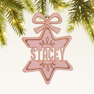 Retro Ornament Personalized Wood Ornament- Pink Stain