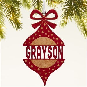 Retro Ornament Personalized Wood Ornament- Red Maple