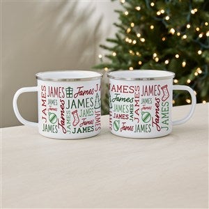 Holiday Repeating Name Personalized Enamel Mug - Large