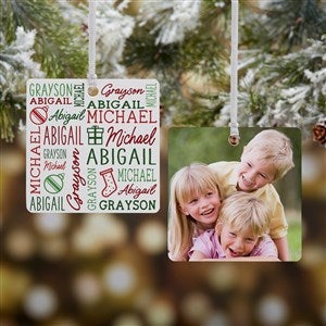 Holiday Repeating Name Personalized Ornament-2.75 Metal - 2 Sided