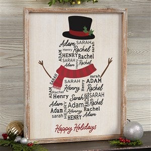 Snowman Repeating Name Personalized Holiday Wall Art - White 14x18