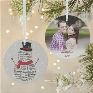 Snowman Repeating Name Personalized Ornament - Large 2-Sided