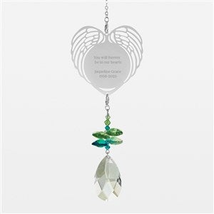 Engraved Memorial Blue/Green Winged Heart Suncatcher