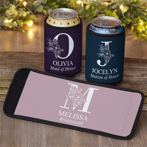 Floral Bridesmaid Personalized Wedding Can & Bottle Wrap