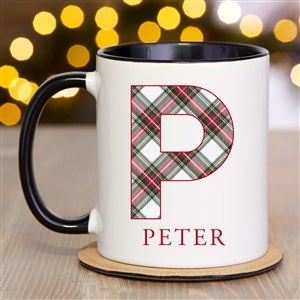 Classic Holiday Plaid Personalized Christmas Coffee Mug - Black