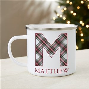 Classic Holiday Plaid Personalized Enamel Mug - Large