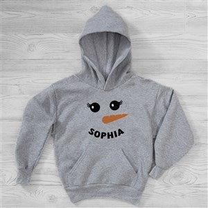 Smiling Snowman Personalized Kids Holiday Hooded Sweatshirt - Youth Small (6/8) - Black