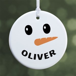 Smiling Snowman Personalized Christmas Ornament - Glossy