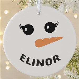 Smiling Snowman Personalized Christmas Ornament - Large - Matte