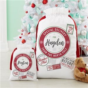 North Pole Delivery Personalized Canvas Drawstring Santa Sack  - 42989