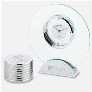 Corporate Engraved Round Clock and Paperweight Set  - 43014