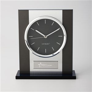 Corporate Engraved Recognition Black and Silver Tabletop Clock  - 43020