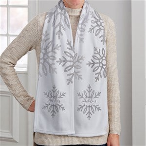 Silver And Gold Snowflakes Personalized Holiday Fleece Scarf