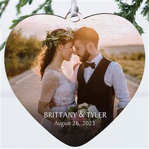 Wedded Bliss Photo Personalized Heart Christmas Ornament - 2-Sided