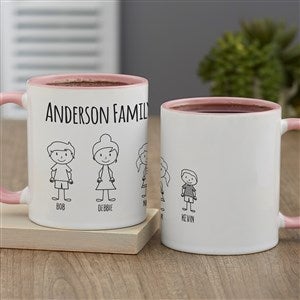 Stick Figure Family Personalized Coffee Mug 11oz.- Pink