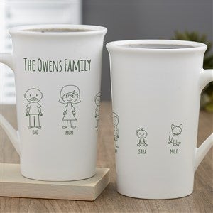 Stick Figure Family Personalized Latte Mug 16oz. - White