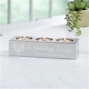 Love And Light Personalized Hanukkah 3 Tea Light Candle Holder